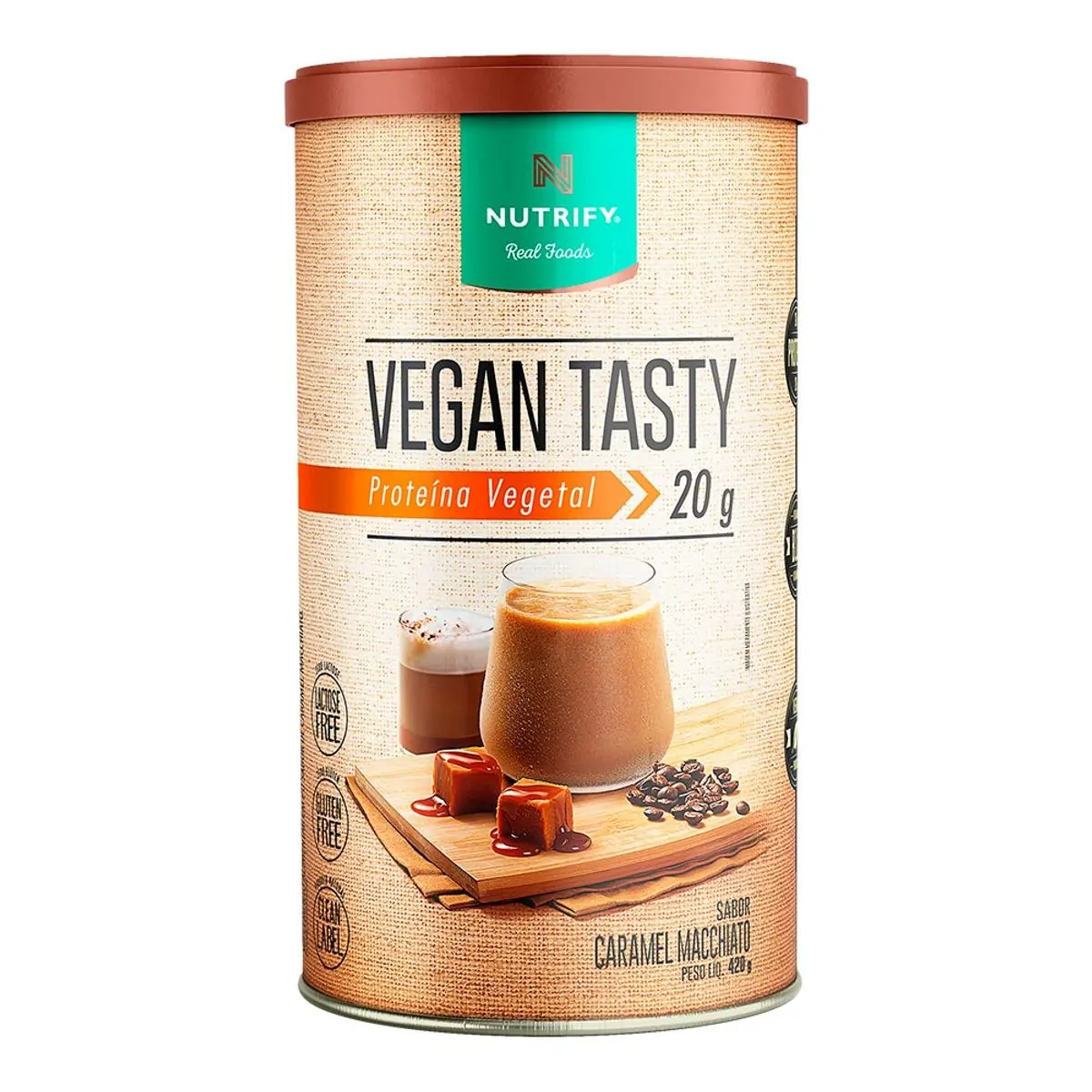 Proteína Vegetal Nutrify Vegan Tasty em Pó Caramel Macchiato 420g