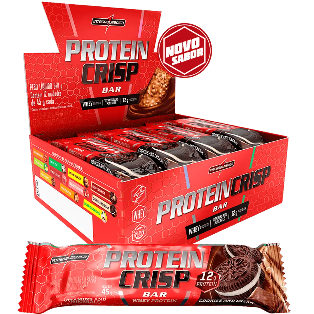 Protein Crisp Bar Cookies and Cream 12 unid Integralmédica