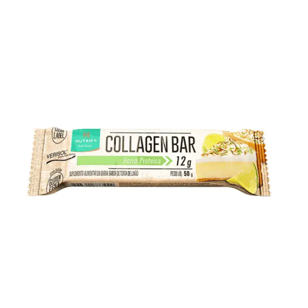 Barra De Proteína Torta De Limão Nutrify Collagen Bar Pacote 50g