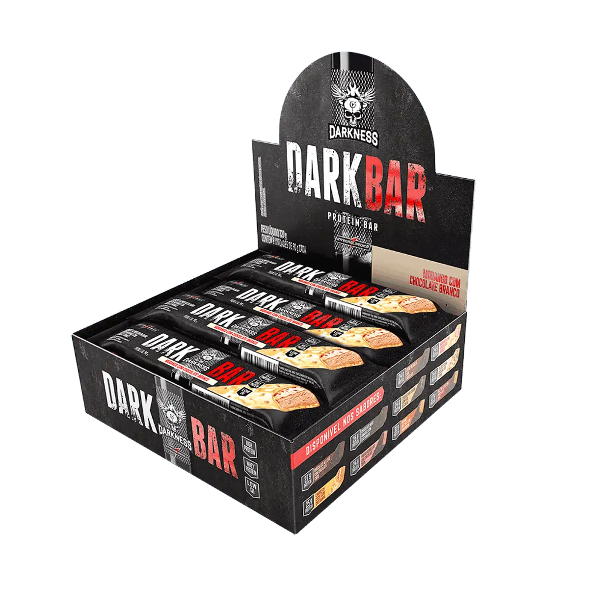 Barra De Proteina Darkness Dark Bar 90gr Morango/chocolate