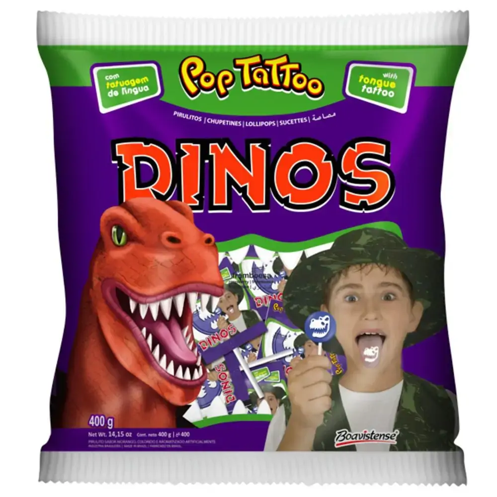 Pirulito Pop Tattoo Dinossauros