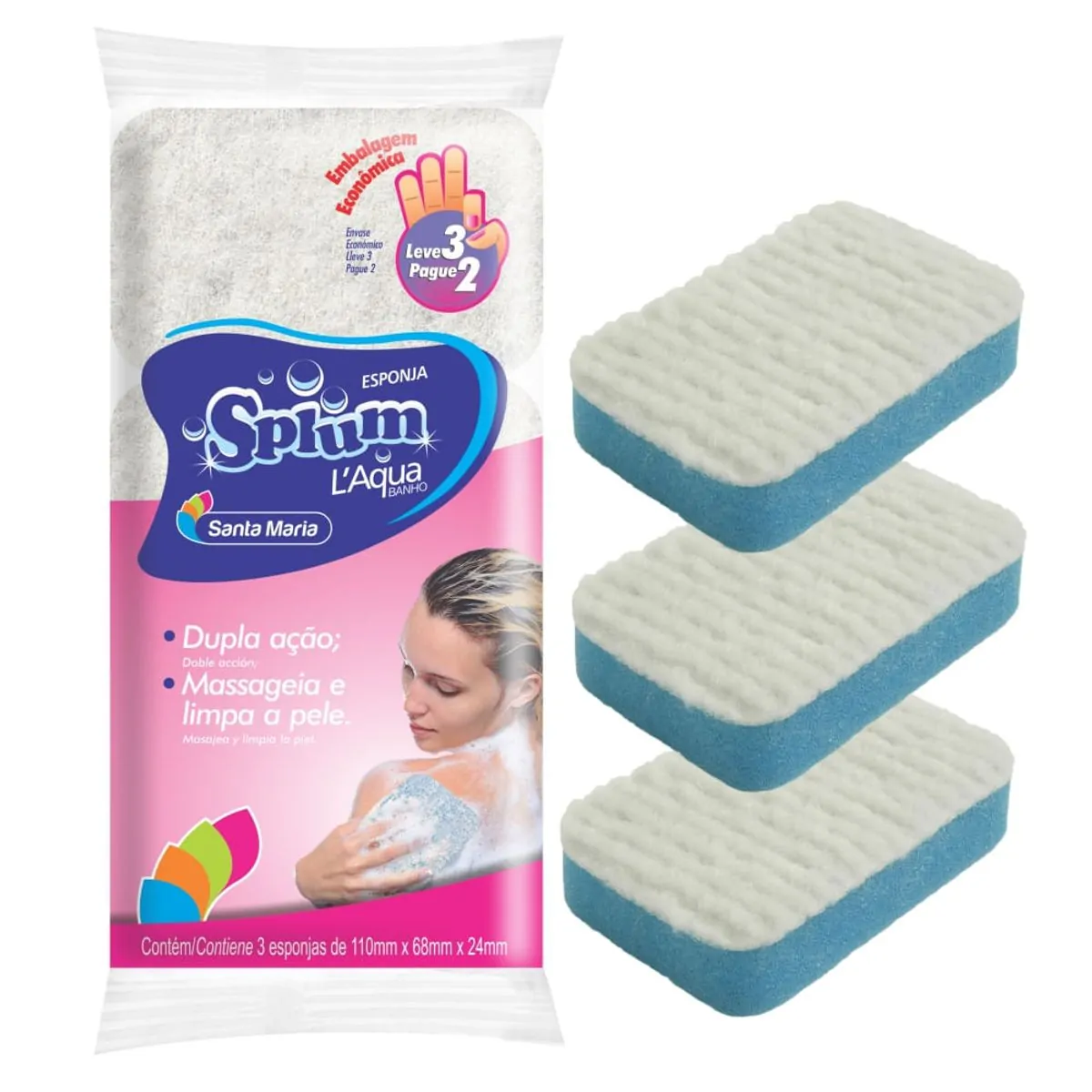 Esponja Banho L Aqua Lv 3 Pg 2 60 X 3