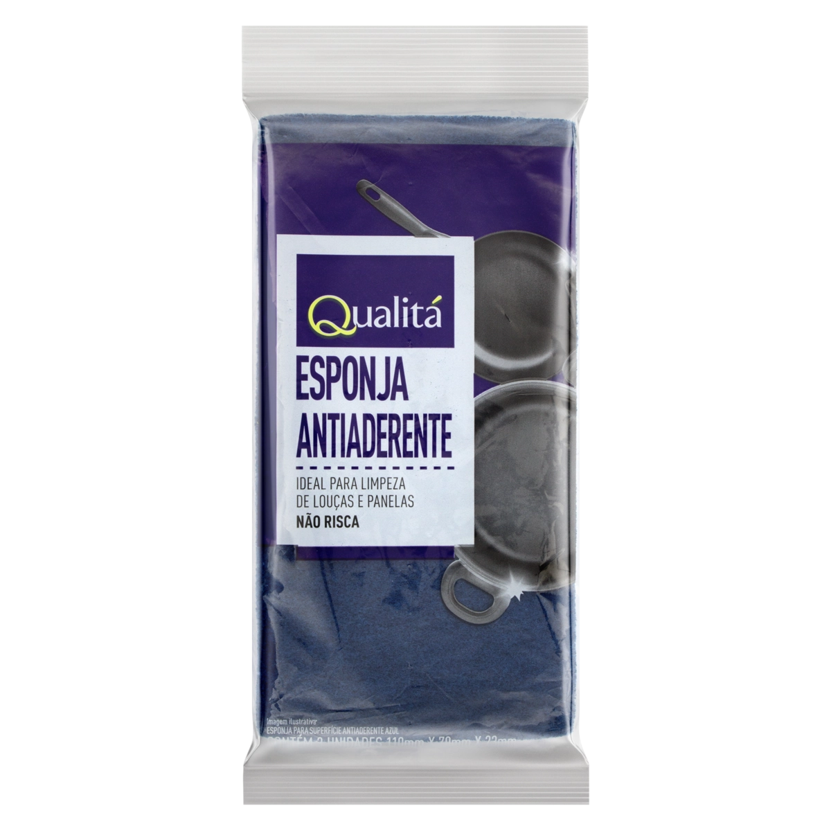 Esponja Antiaderente QUALITÁ Cor Azul Pacote 3 Unidades
