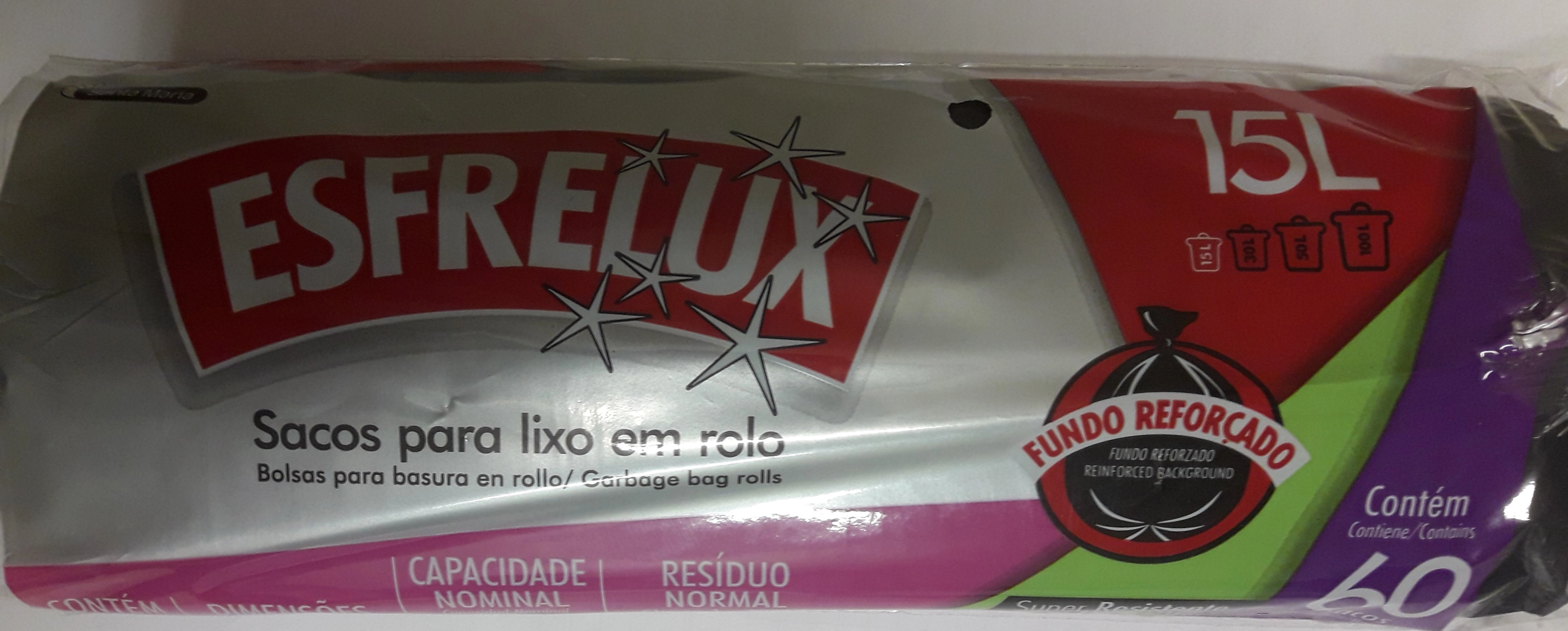 Saco Lixo Esfrelux 15l Rolo C/60