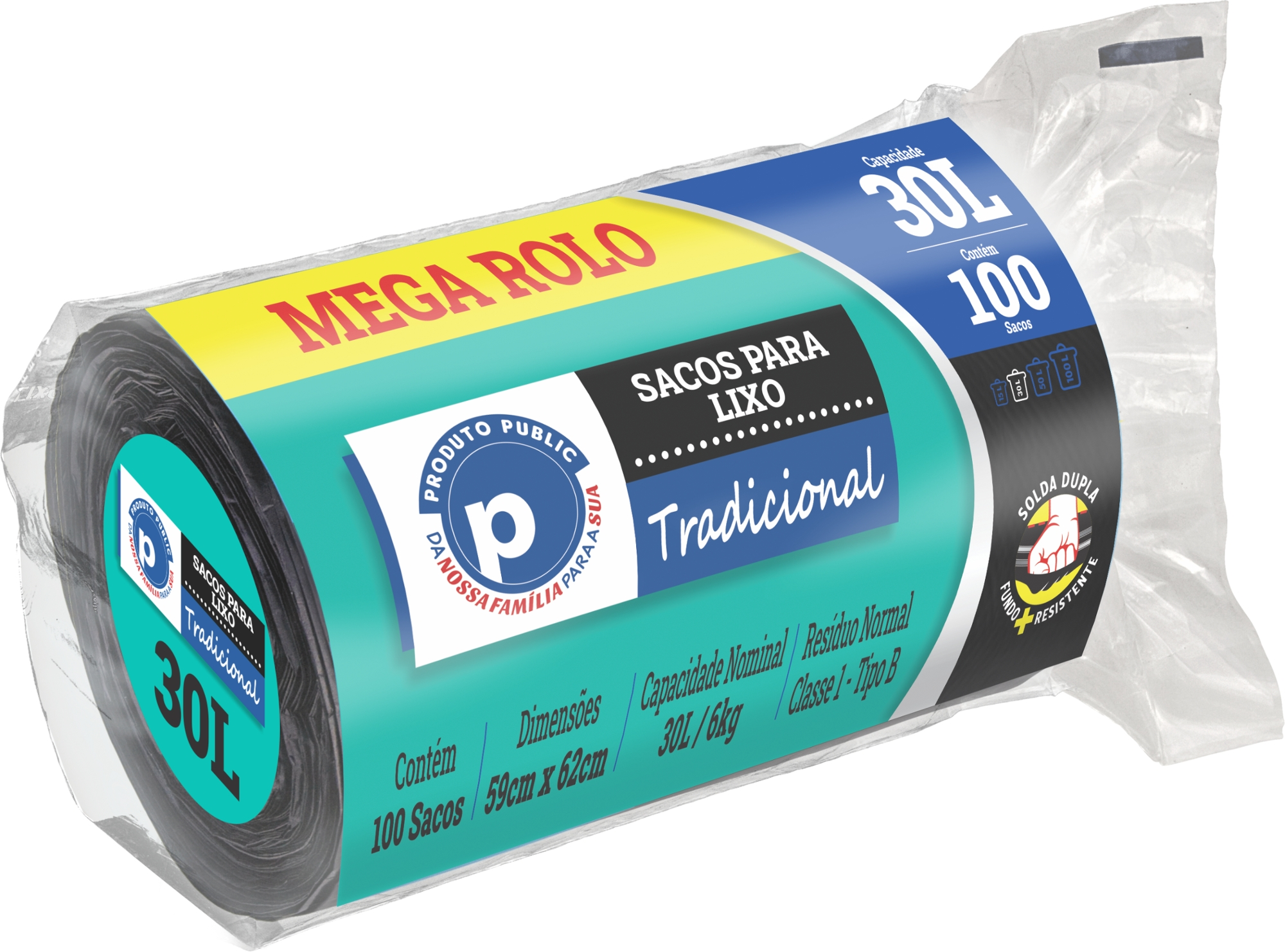 Saco Lixo P/ Lixo Public 30l Trad Preto C/ 100 Un