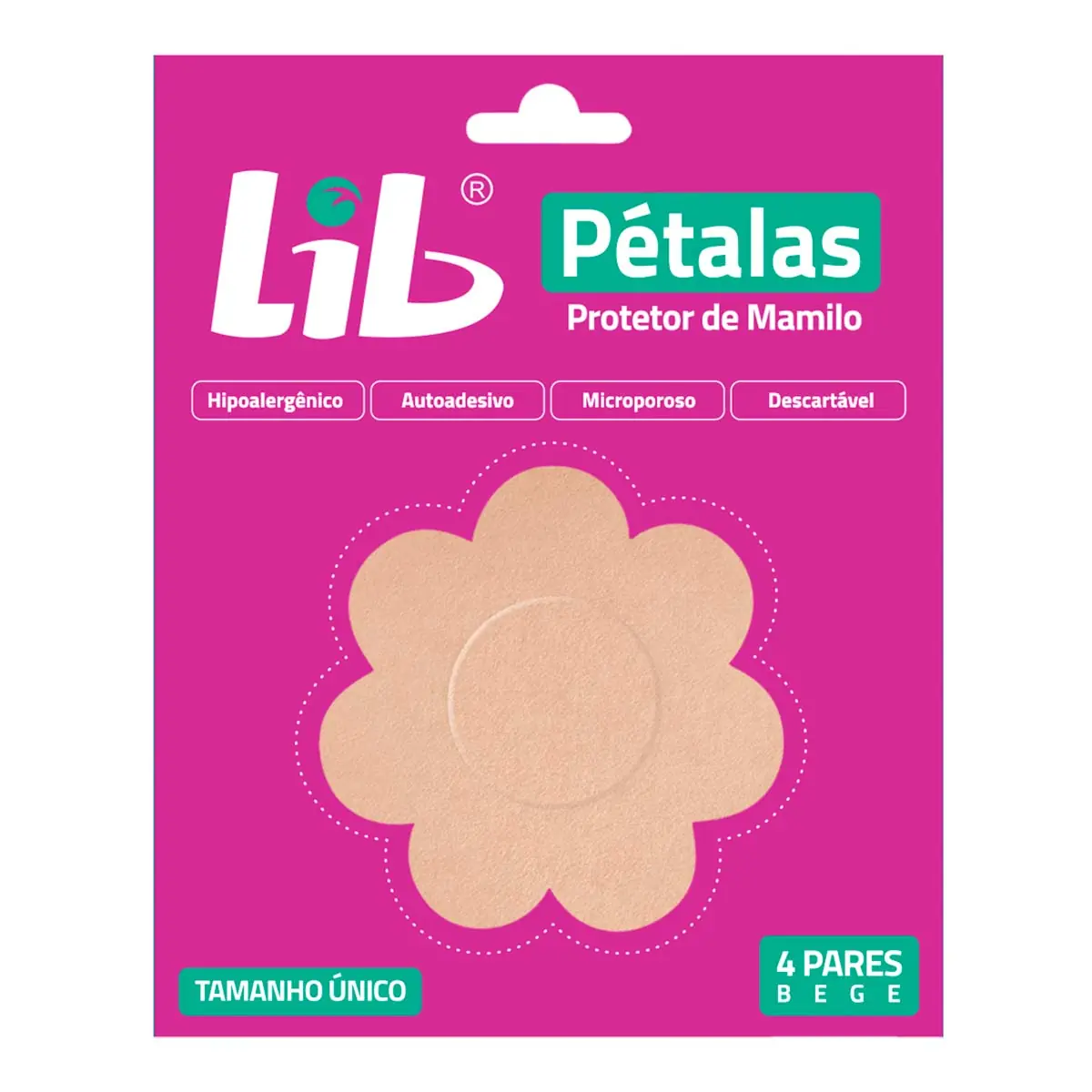 Protetor De Mamilo Bege Lib Pétalas Tamanho único 4 Pares