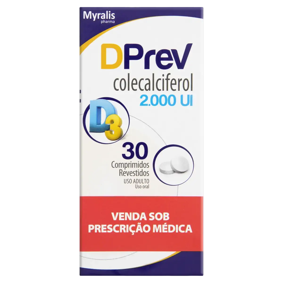 Dprev 2.000ui Myralis Pharma Caixa 30 Comprimidos Revestidos