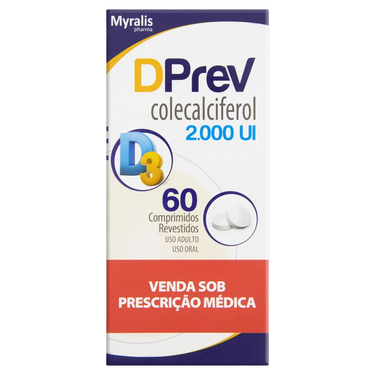 Dprev 2.000ui Myralis Pharma Caixa 60 Comprimidos Revestidos