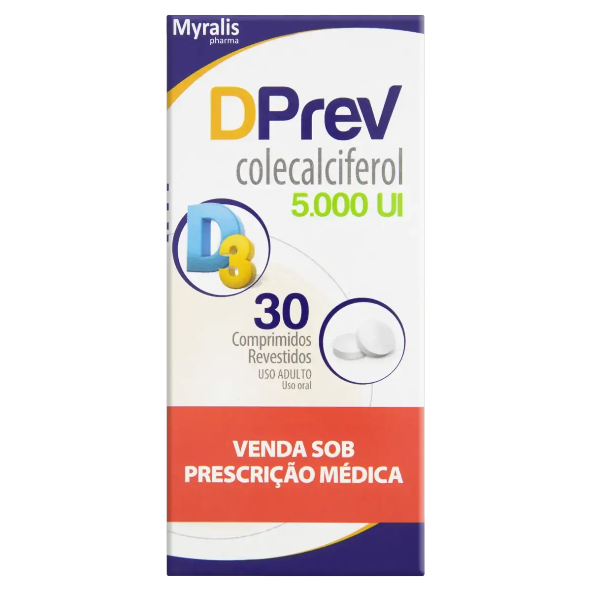 Dprev 5.000ui Myralis Pharma Caixa 30 Comprimidos Revestidos