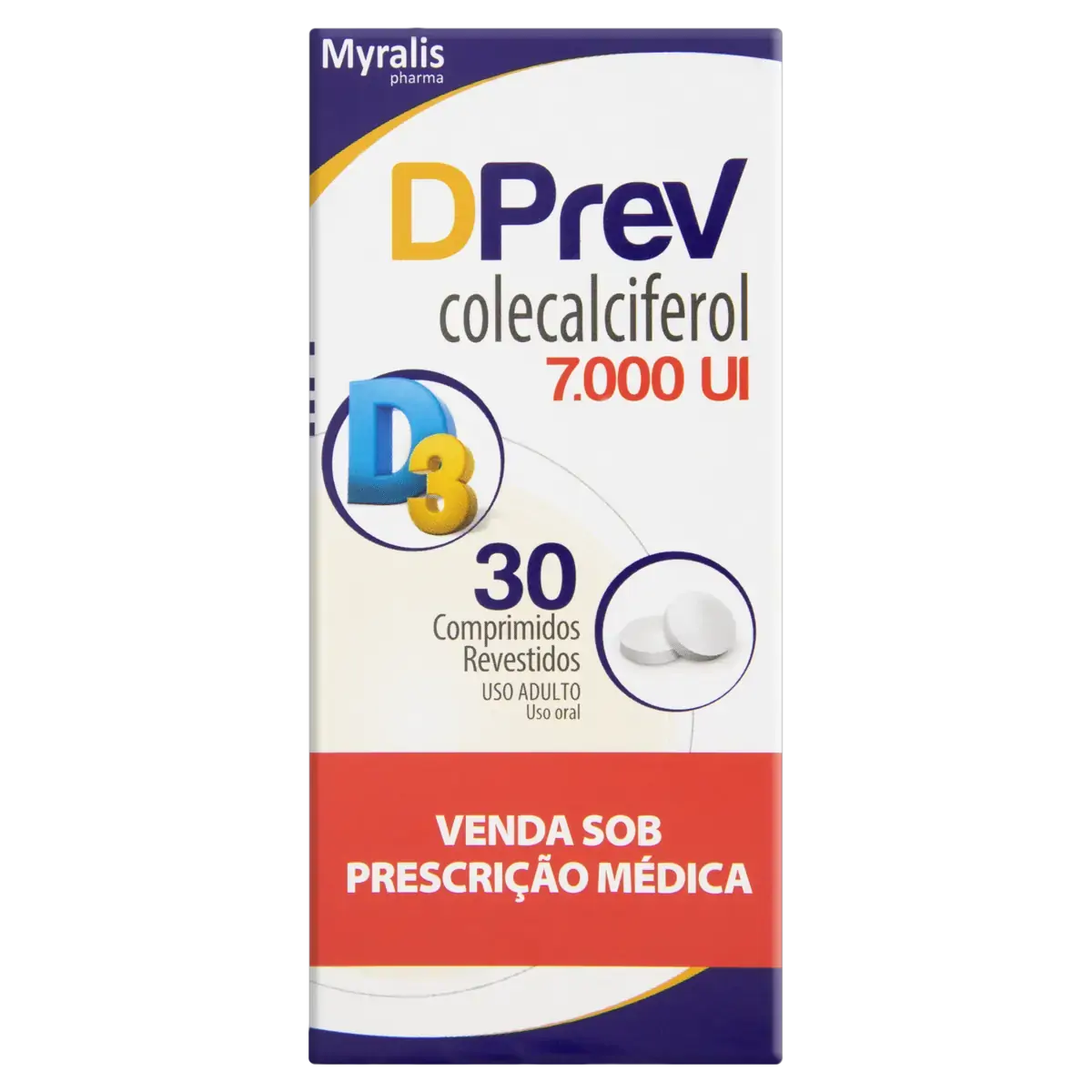 Dprev 7.000ui Myralis Pharma Caixa 30 Comprimidos Revestidos