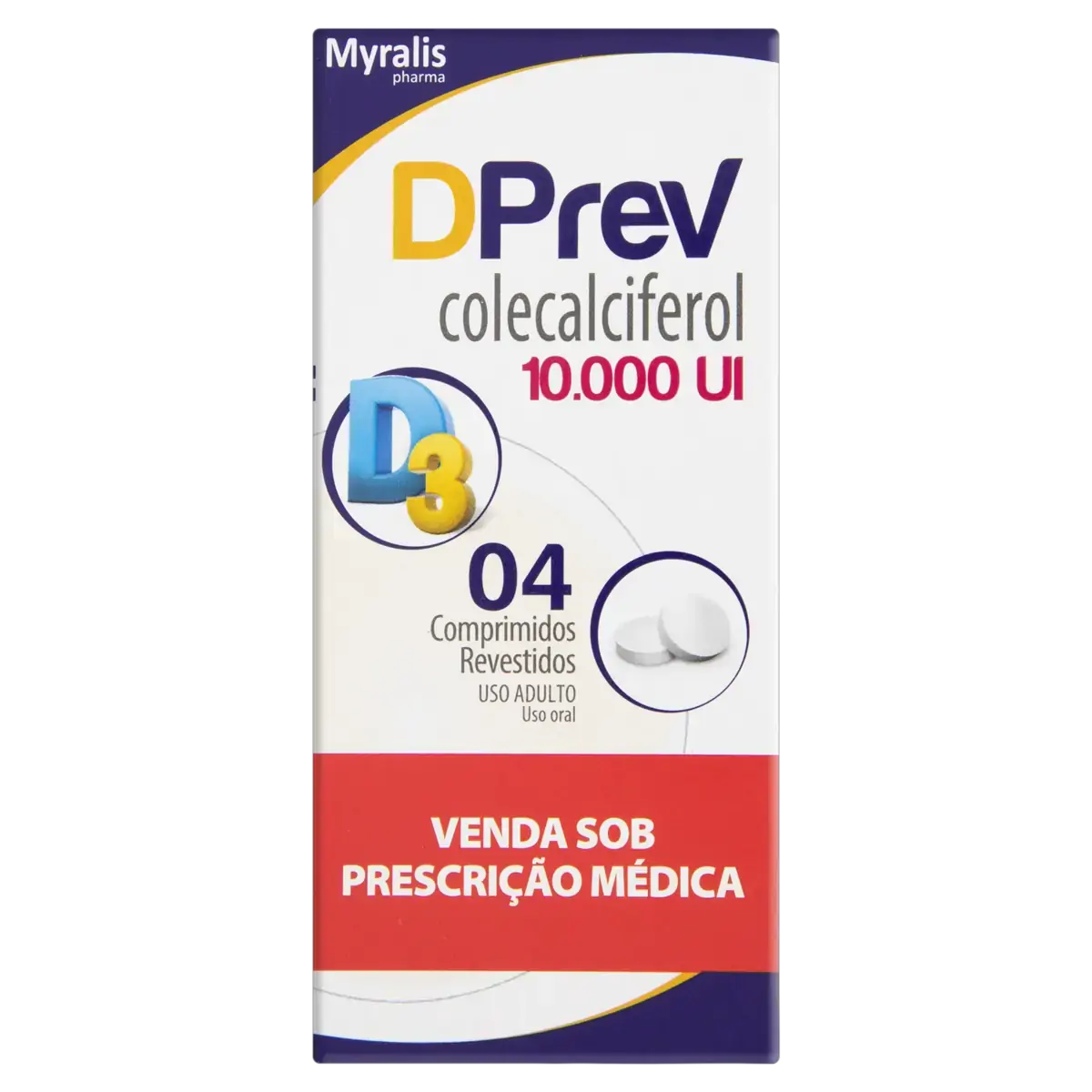 Dprev 10.000ui Myralis Pharma Caixa 4 Comprimidos Revestidos