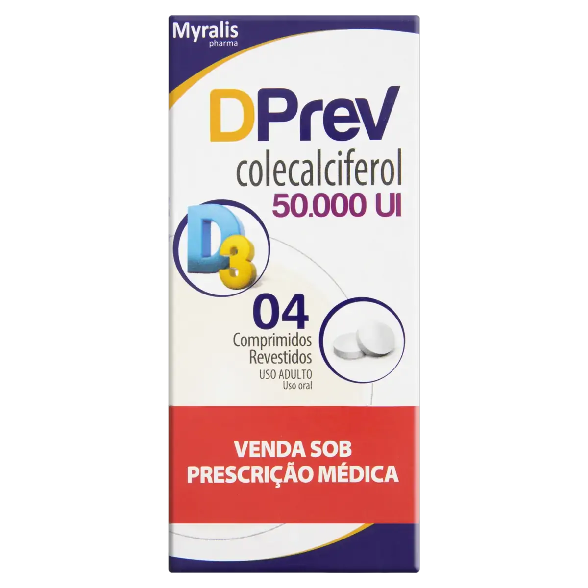 Dprev 50.000ui Myralis Pharma Caixa 4 Comprimidos Revestidos