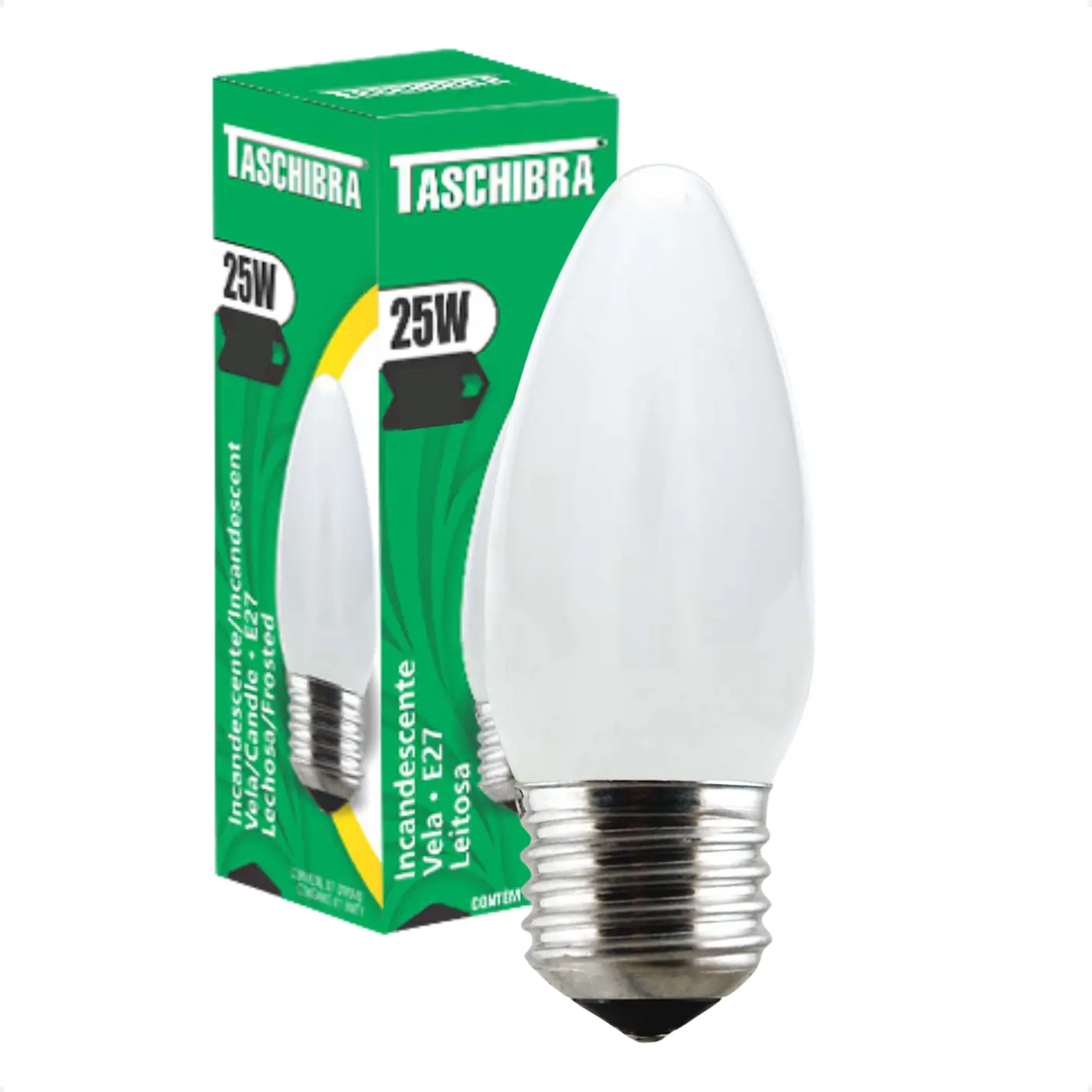 Kit 5 Lâmpadas Incandescente Taschibra Vela 25w E27 Leitosa 220v
