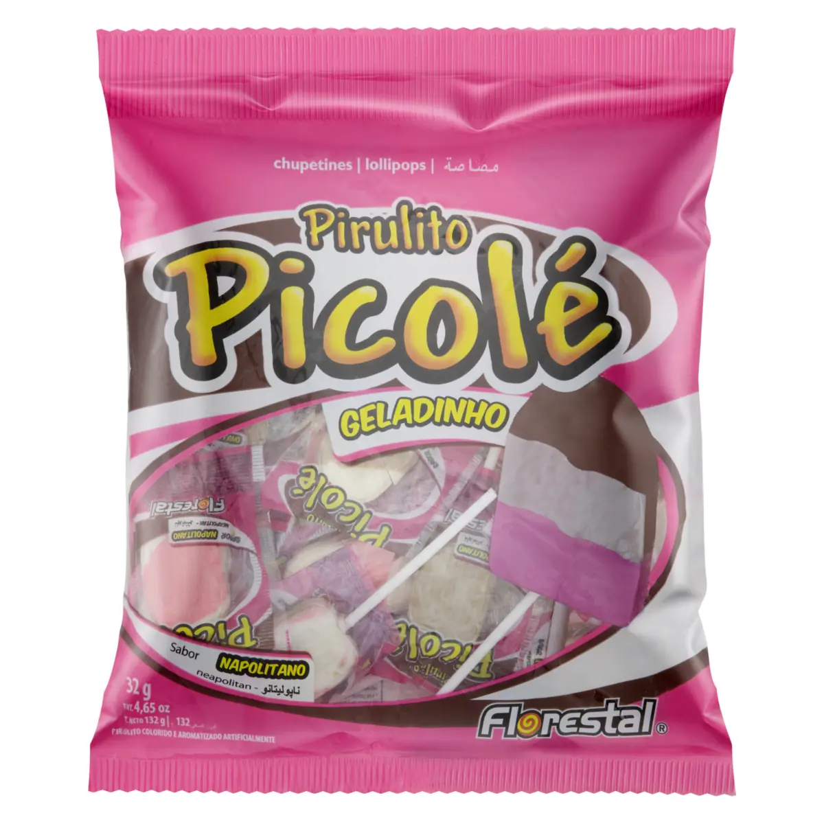 Pirulito Napolitano Florestal Picolé Pacote 132g