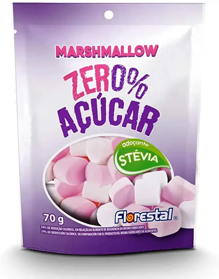 Marshmallow Adoçado Com Stevia Zero Açúcar Florestal Pacote 70g