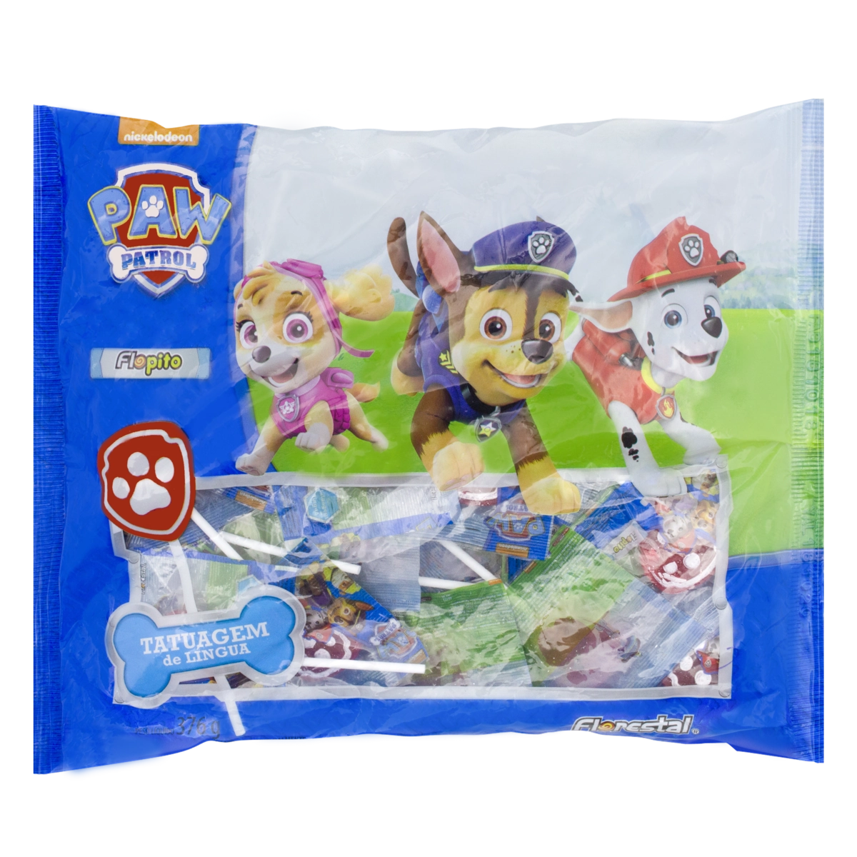 Pirulito Tatuagem De Língua Paw Patrol Florestal Flopito Pacote 376g