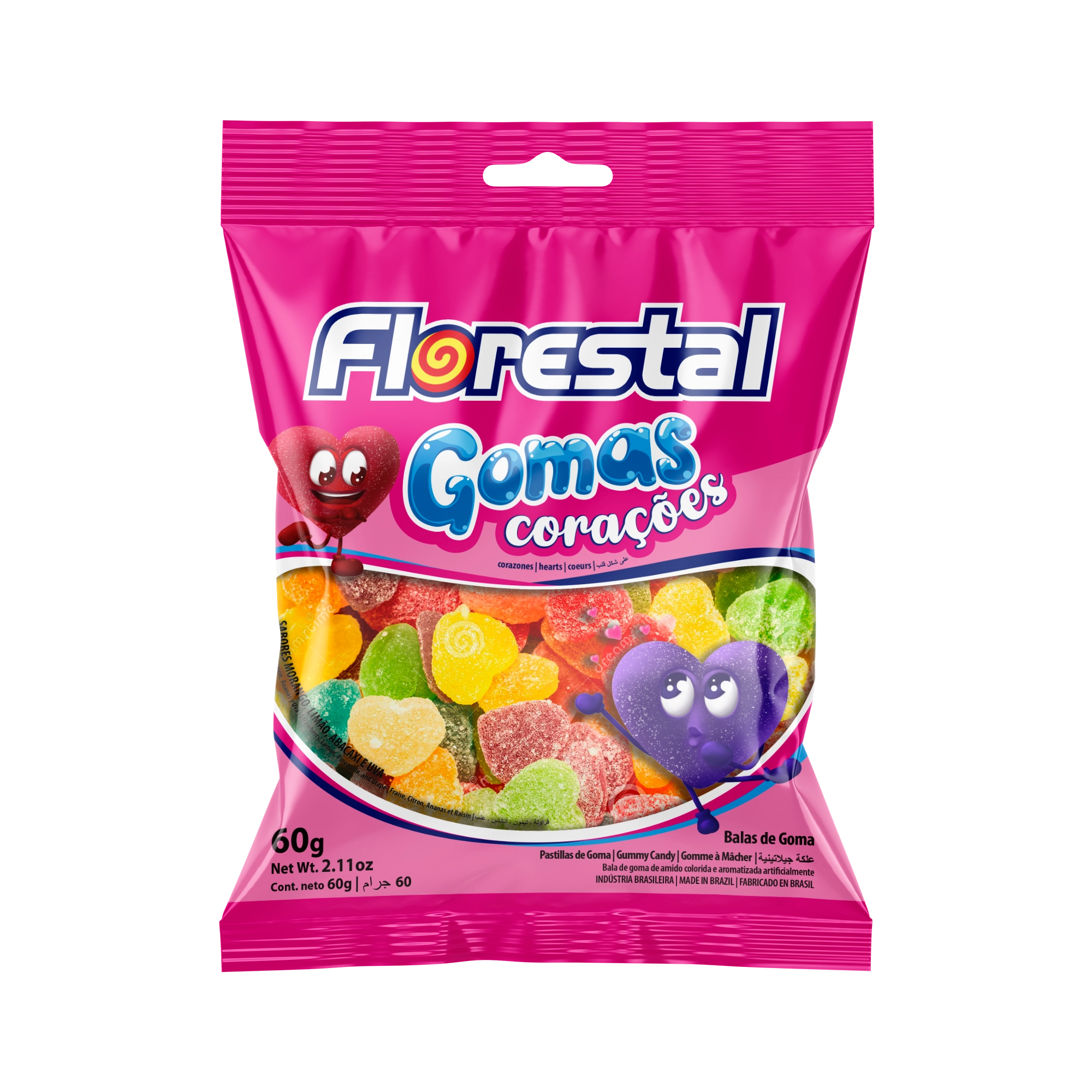 Bala De Goma Coracao 60gr Florestal