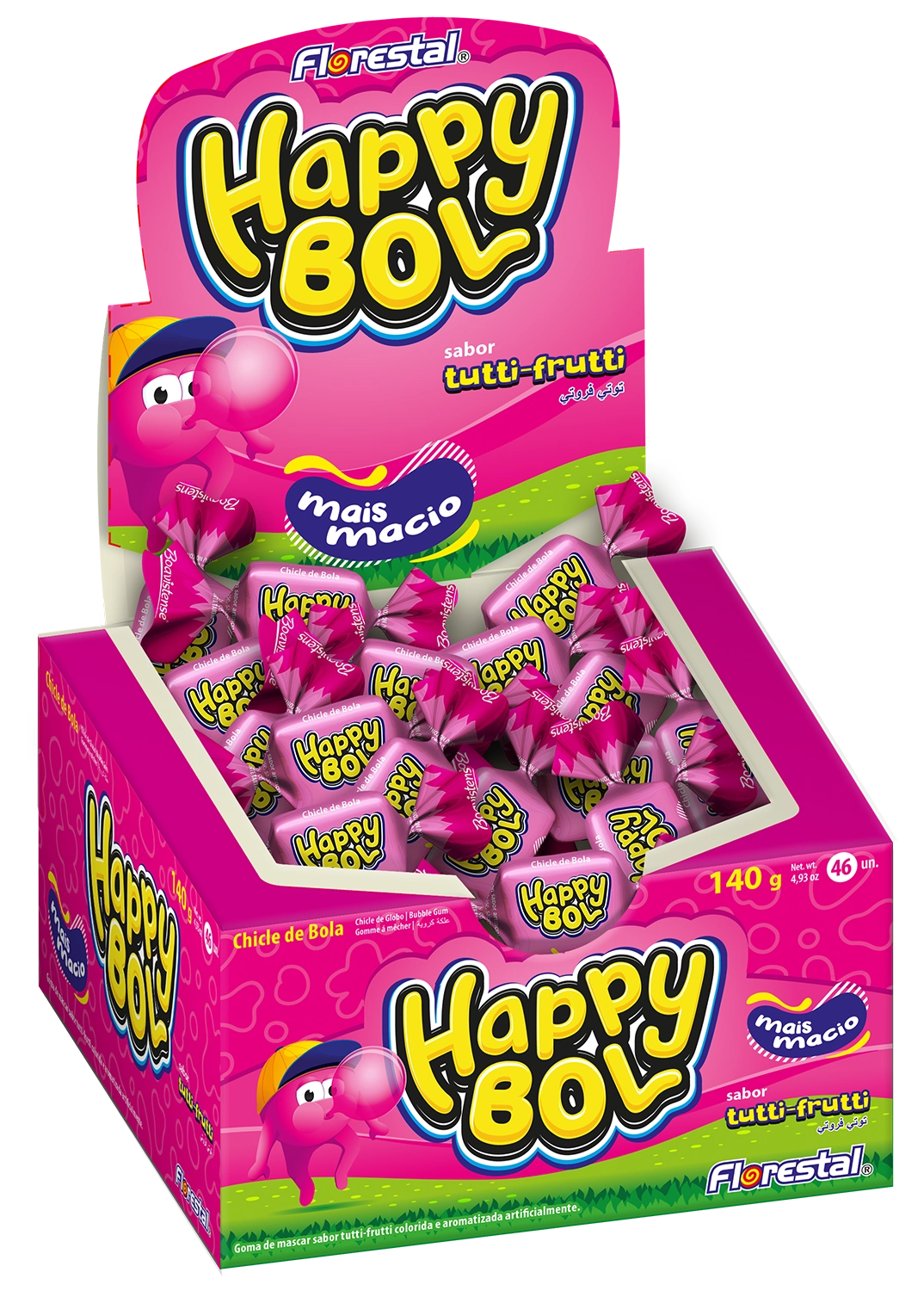 Chicle Happy Bol Guardioes 140g Florestal