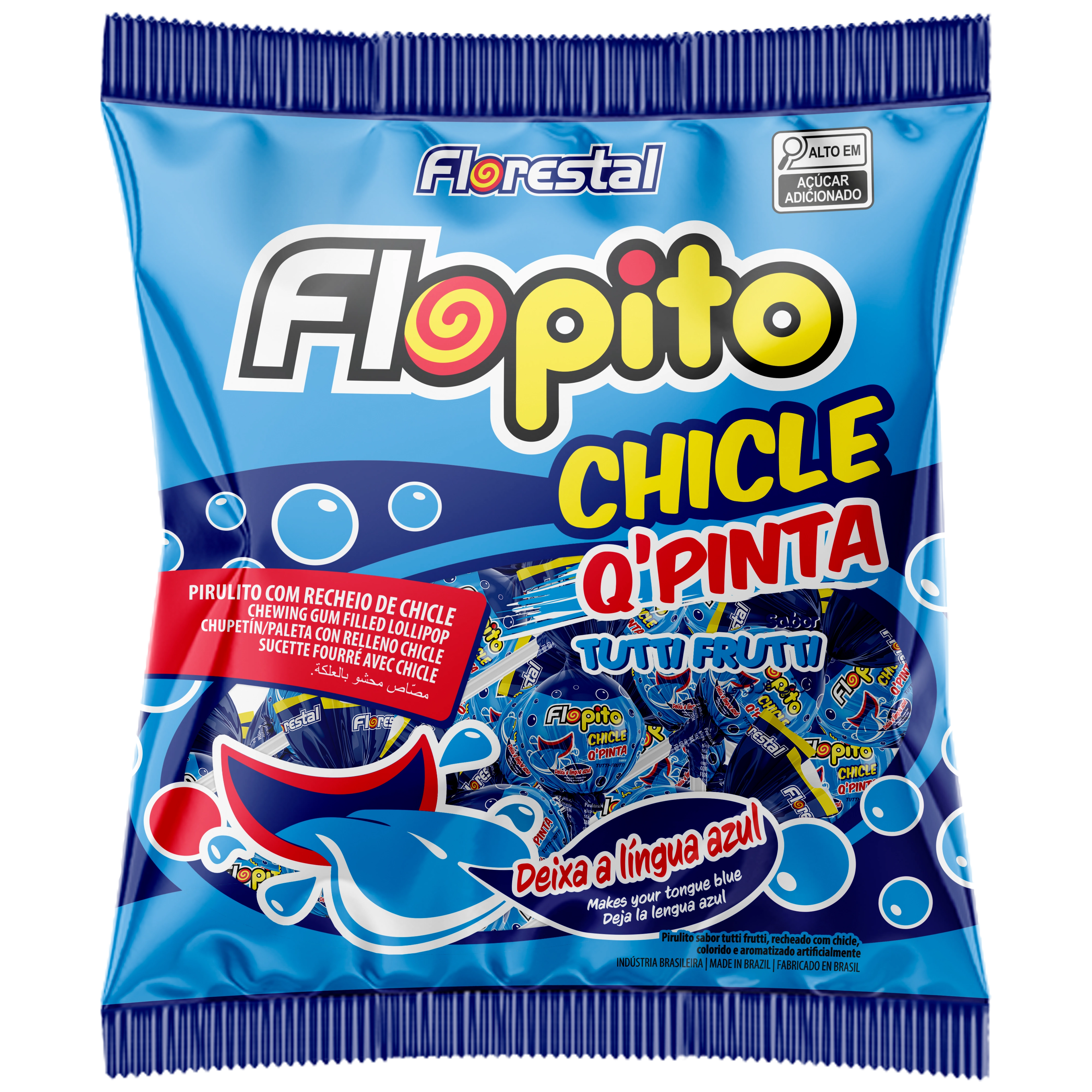 Pirulito Chicle Flopito Pinta Lingua 500g
