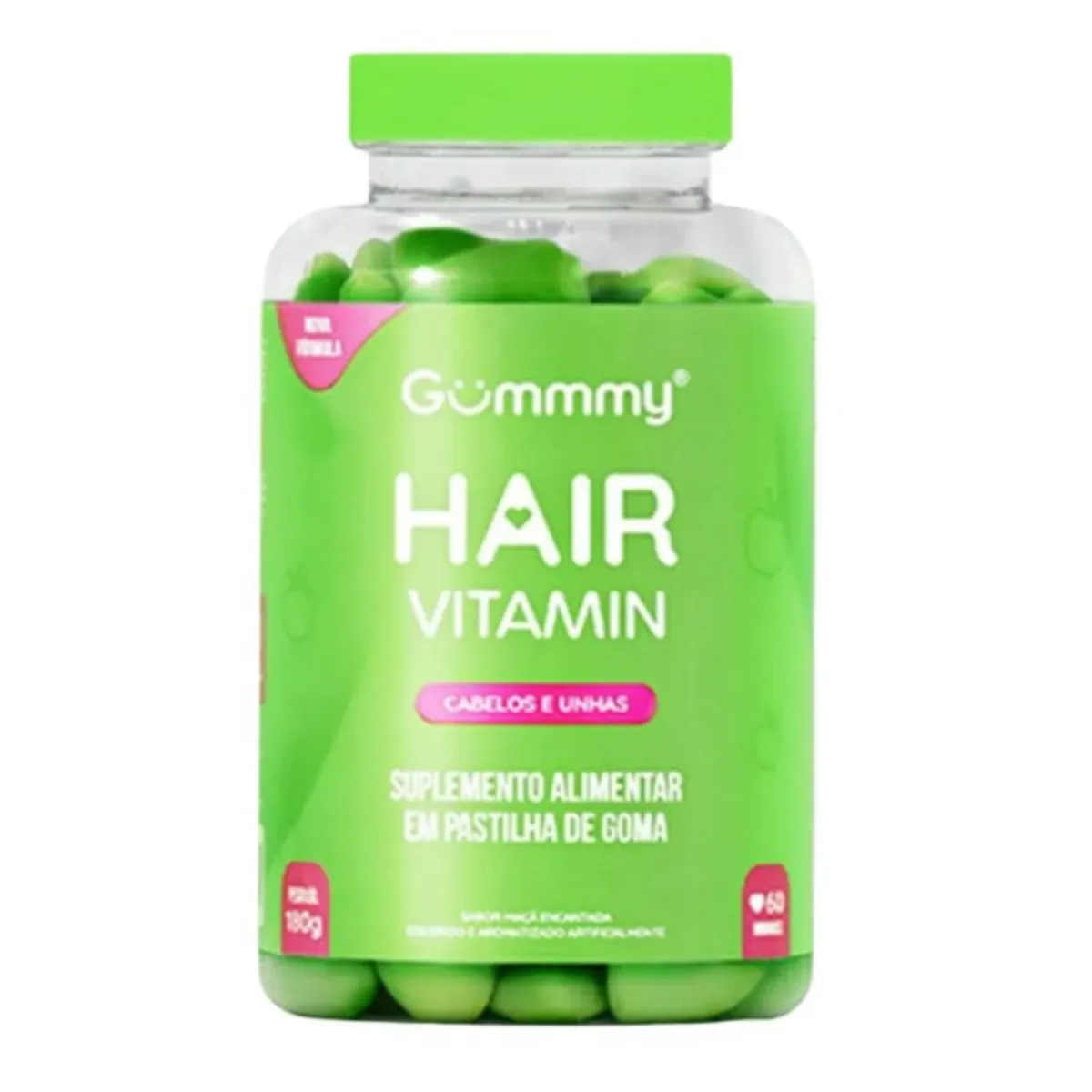 Gummy Hair Suplemento Alimentar Maça Verde 60 gomas