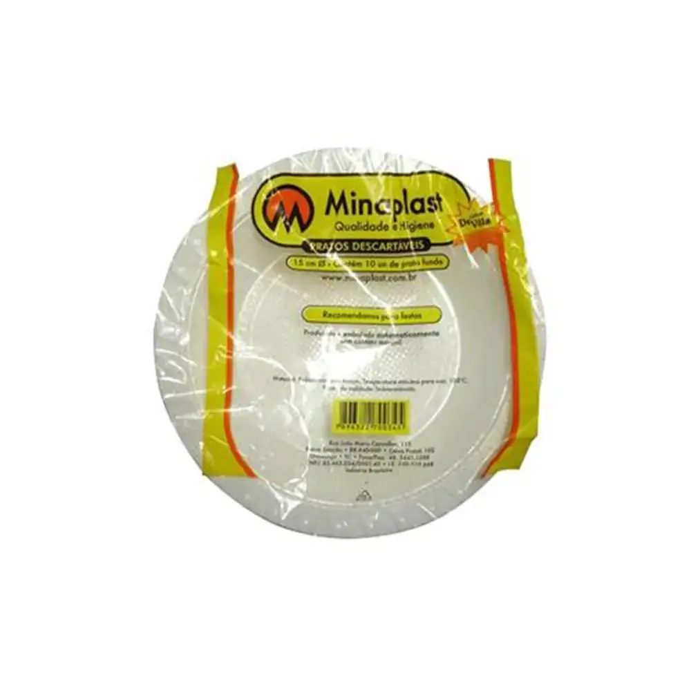 Prato Desc Minaplast Plastico 15cm C/10