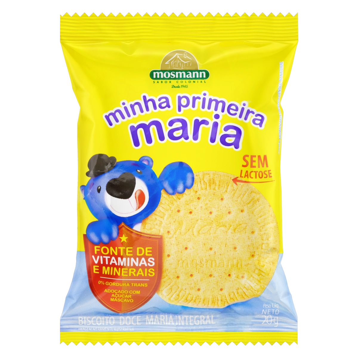 Biscoito Maria Integral Zero Lactose Mosmann Minha Primeira Maria Pacote 20g