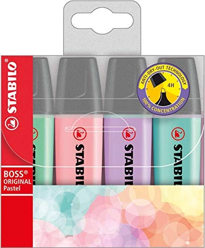 Caneta Marca Texto Stabilo Boss Original Pastel - 4 Cores
