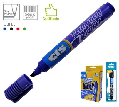 Marcador Permanente Marker Chanfrada Azul Un Ser