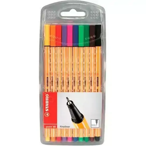Kit Caneta Point 88 Fineliner 0,4MM 10 Cores Stabilo