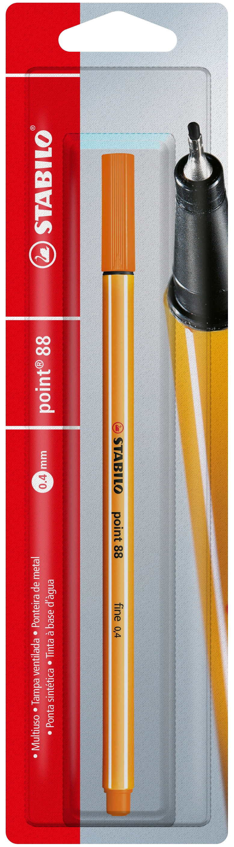 Caneta Porosa 0.4mm Stabilo Point 88/54 Laranja
