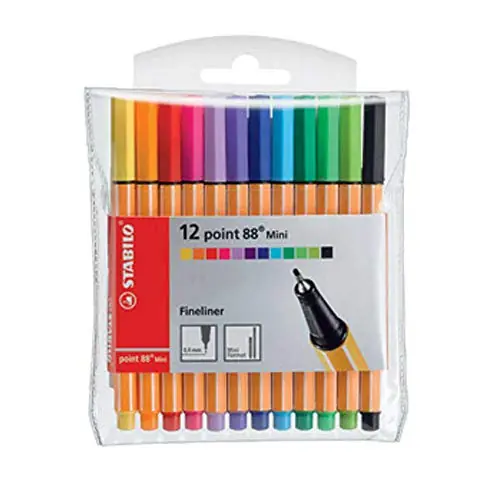 Caneta Fineliner, Stabilo, 12 Point 88 Mini, 120.7800, 12 Cores