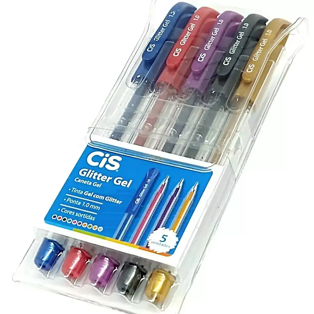 Caneta Glitter Gel CiS - 5 Cores