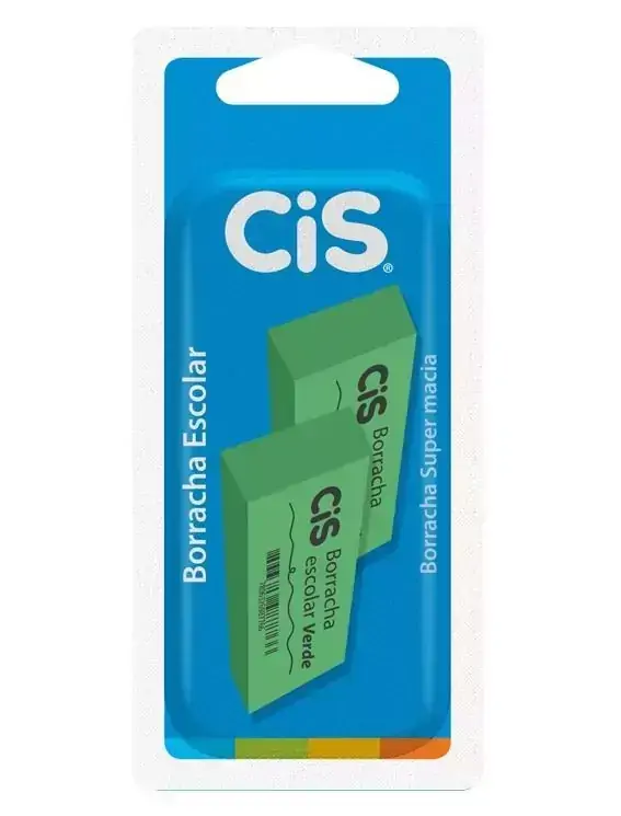 Kit c/ 2 Borracha Escolar Retangular Verde 6 Cm Cis, Sertic 4774 - 144597