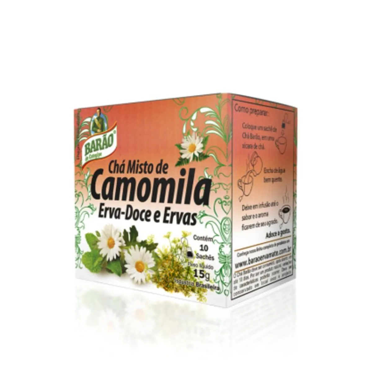 Chá Camomila, Erva Doce E Ervas Barão De Cotegipe Caixa 15g 10 Unidades