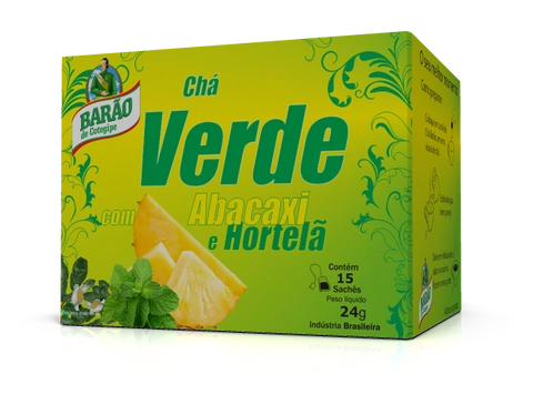 Cha Barao Verde,abacaxi E Hortela 15 Saches