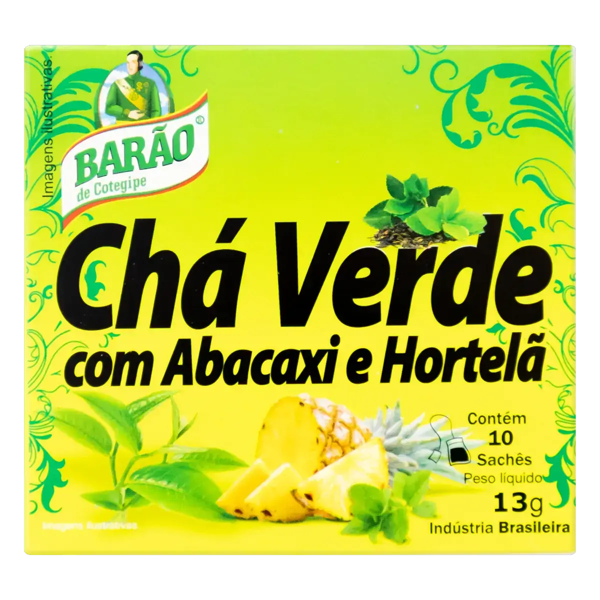 Chá Verde Abacaxi E Hortelã Barão De Cotegipe Caixa 13g 10 Unidades