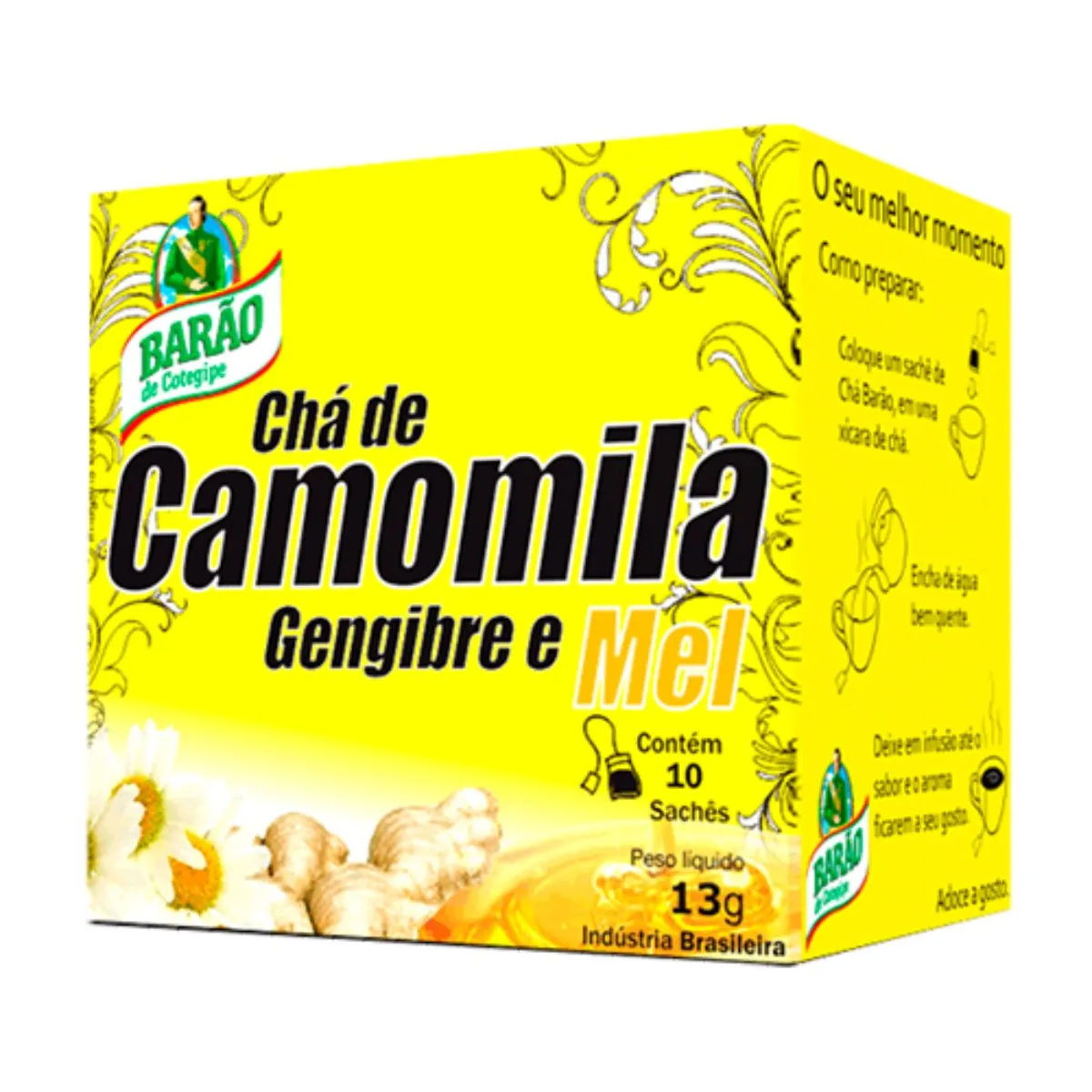 Chá de Camomila, Gengibre e Mel Barão Caixa 10 Sachês