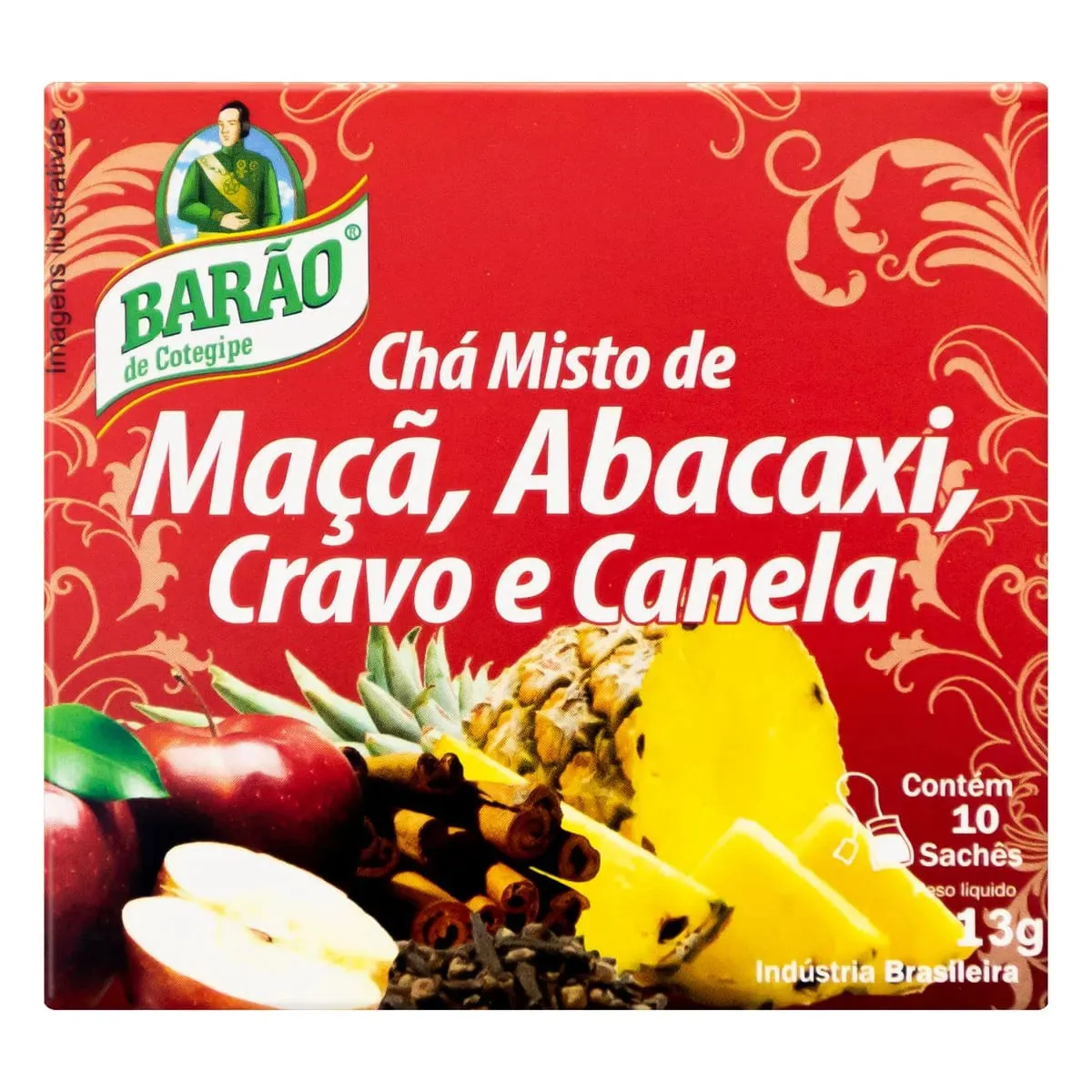 Chá Maçã, Abacaxi, Cravo E Canela Barão De Cotegipe Caixa 13g 10 Unidades