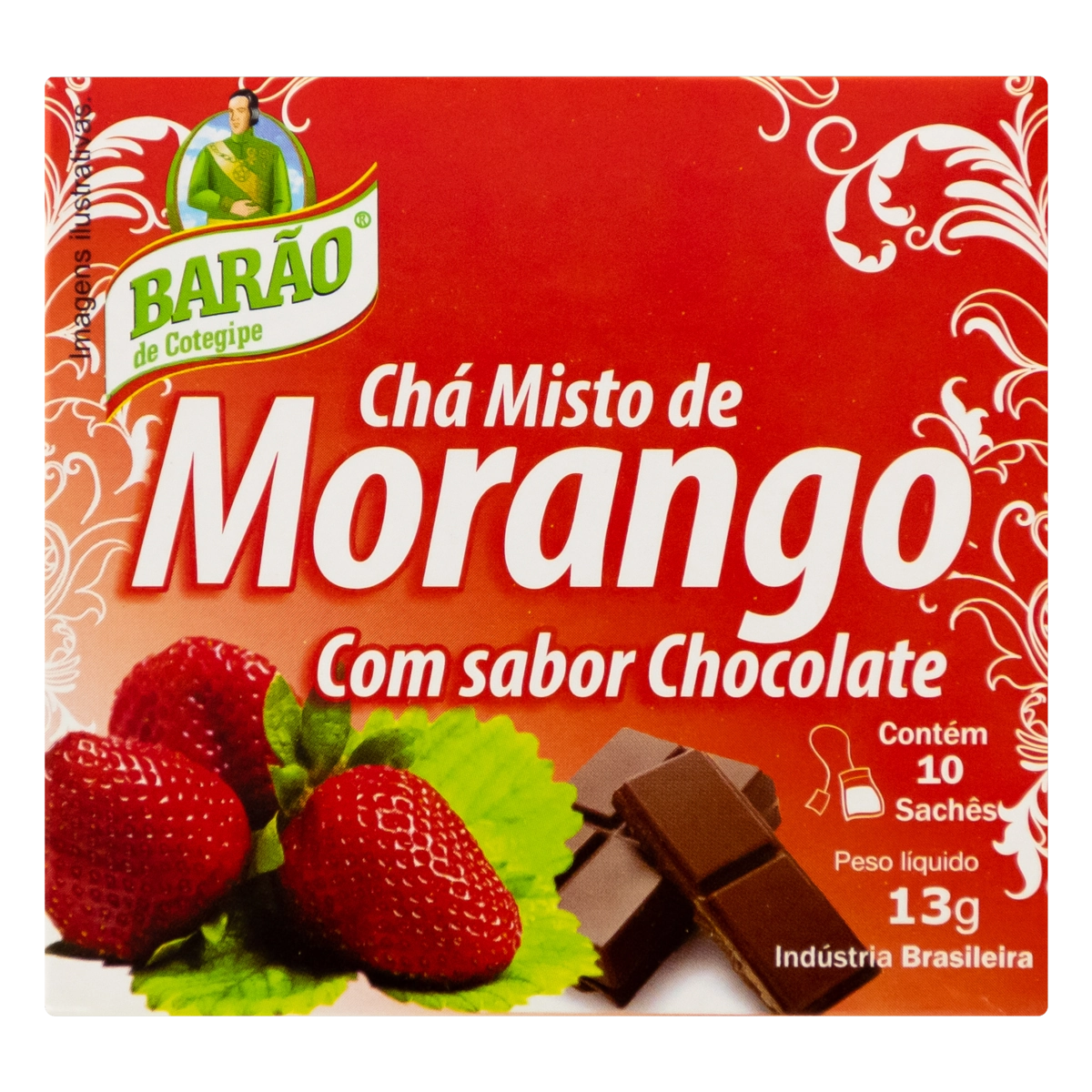 Chá Morango Com Chocolate Barão De Cotegipe Caixa 13g 10 Unidades