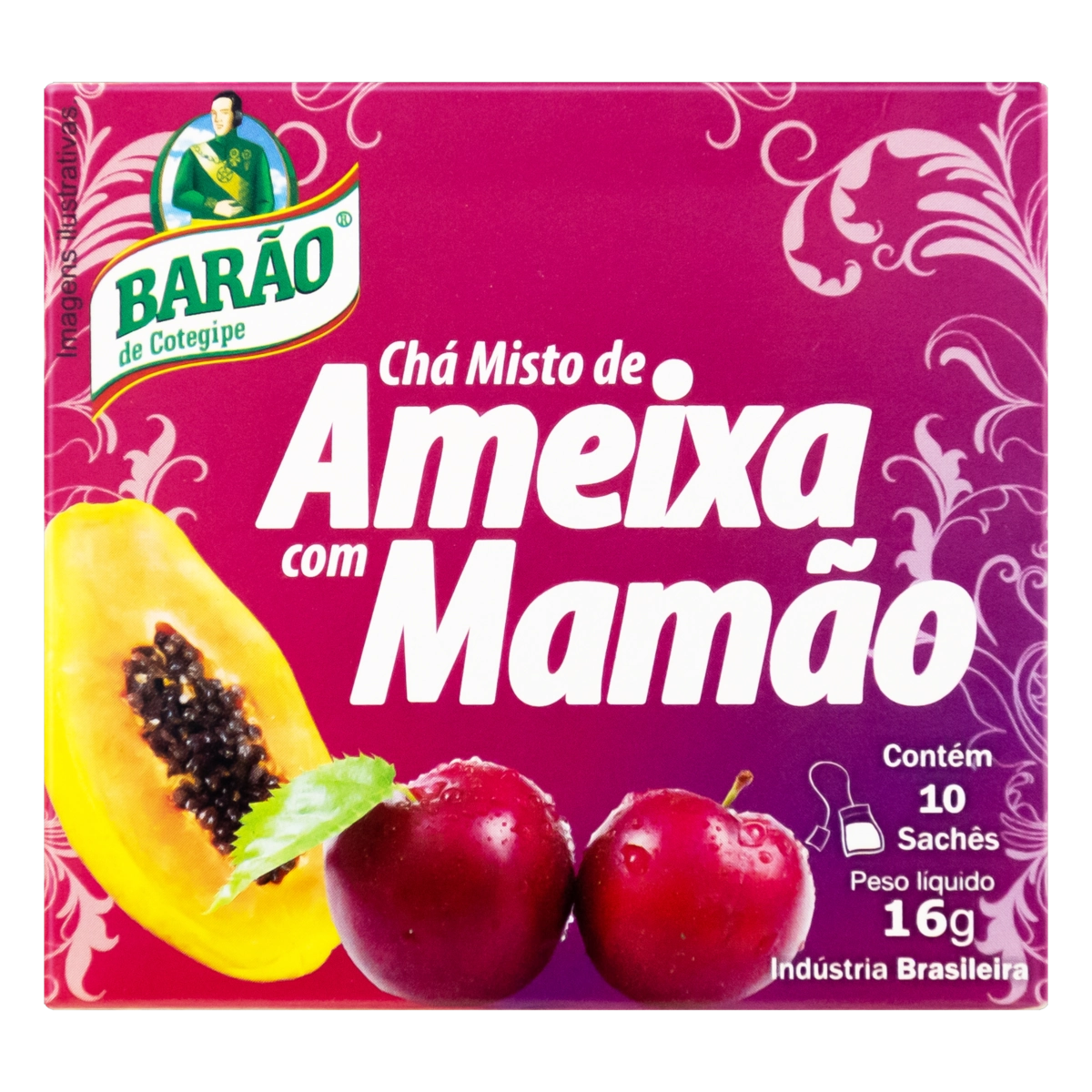 Chá Ameixa Com Mamão Barão De Cotegipe Caixa 16g 10 Unidades