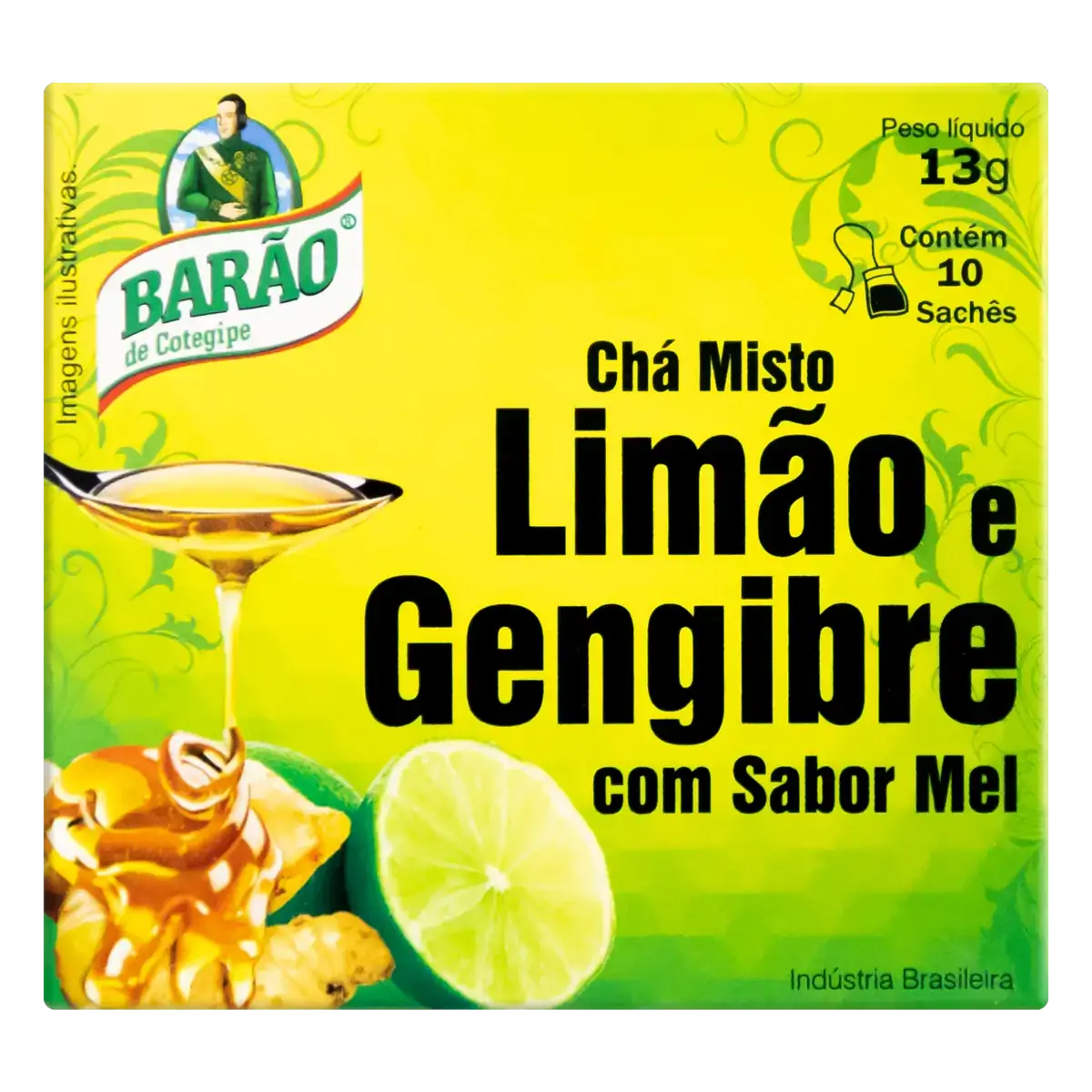Chá Limão E Gengibre Com Mel Barão De Cotegipe Caixa 13g 10 Unidades