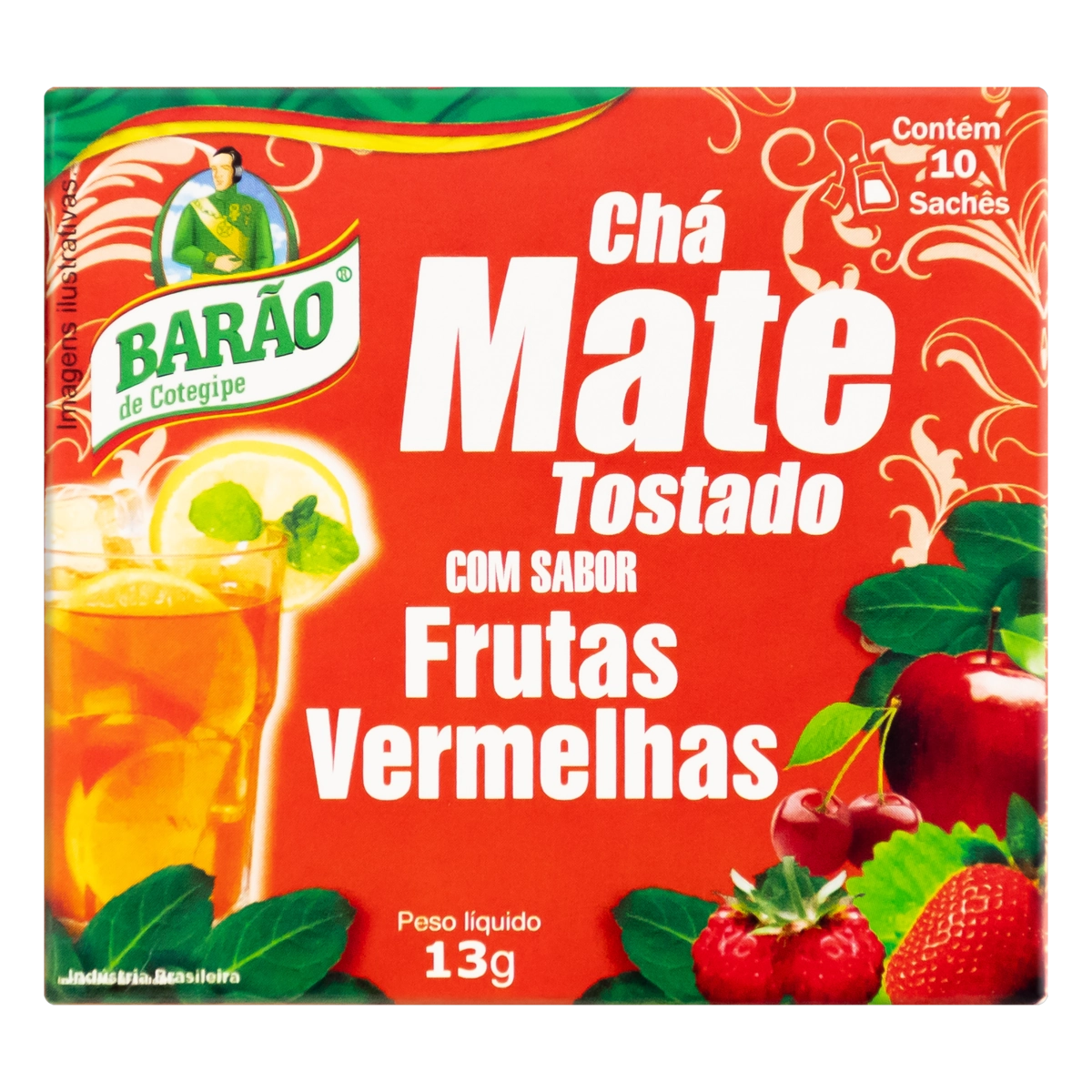 Chá Mate Tostado Frutas Vermelhas Barão De Cotegipe Caixa 13g 10 Unidades