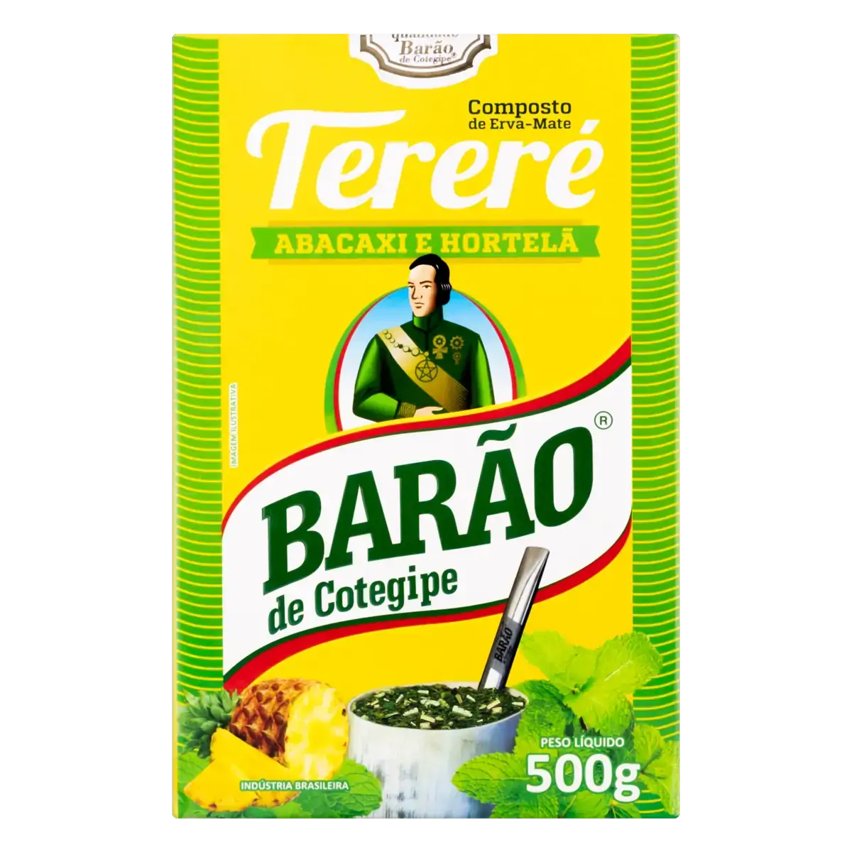 Composto De Erva Mate Tereré Abacaxi E Hortelã Barão De Cotegipe Caixa 500g