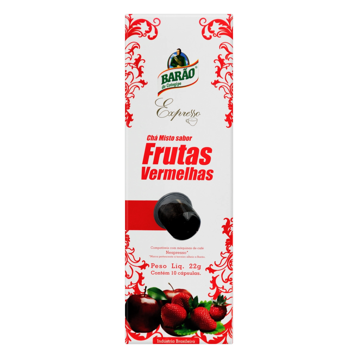 Chá Frutas Vermelhas Cápsula Barão Expresso 10 cápsulas 22g