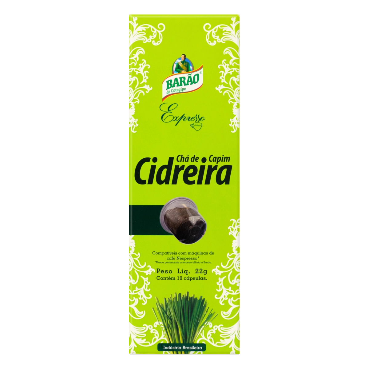 Chá Capim Cidreira Cápsula Barão Expresso 10 cápsulas 22g