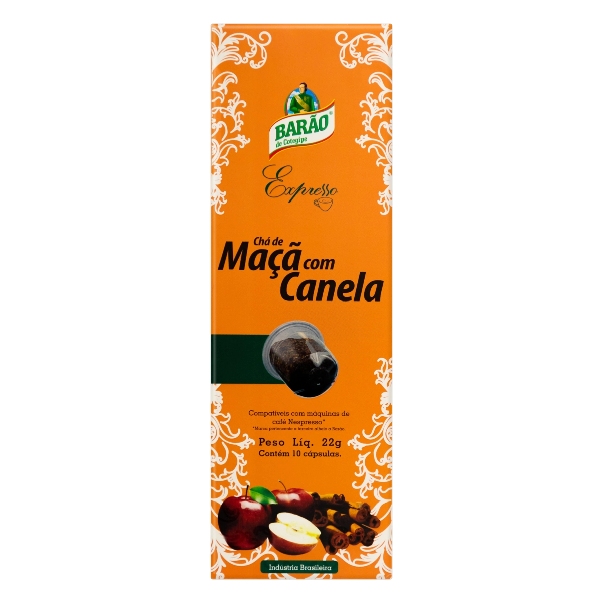 Chá Maçã com Canela Cápsula Barão Expresso 10 cápsulas 22g