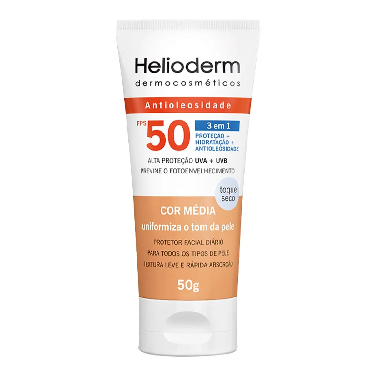 Helioderm Protetor Facial Diário Toque Seco Cor 50g