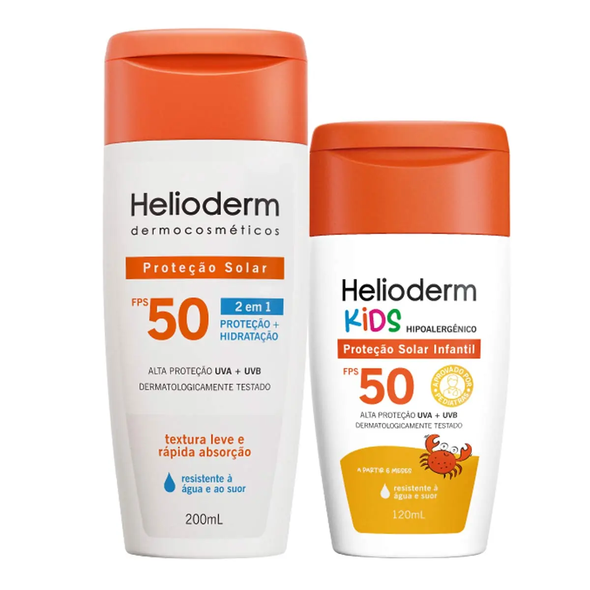 Kit Helioderm Familia Adulto FPS 50 200ml+ Kids FPS 50 120ml