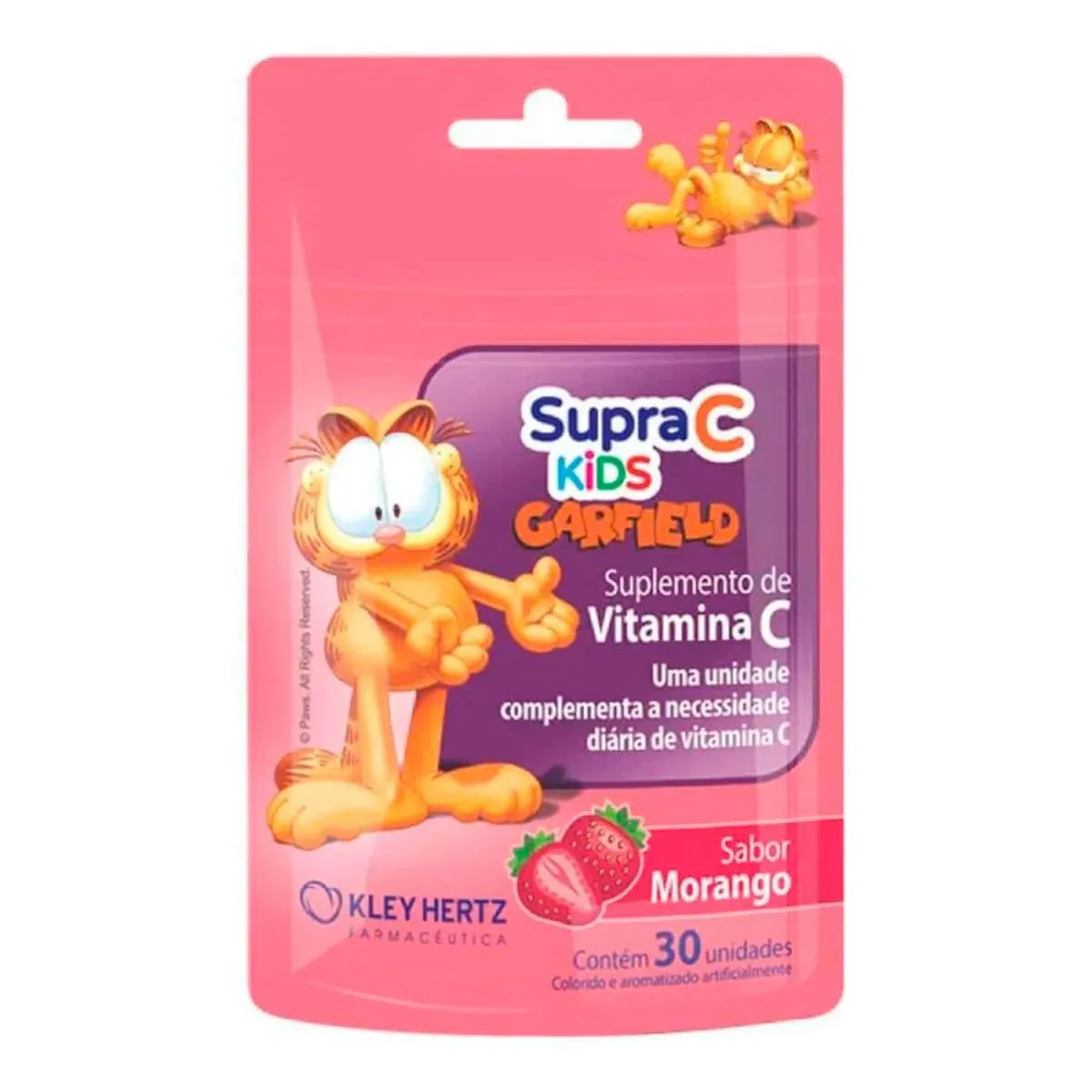 Vitamina C Infantil Kids Morango Supra C Pacote Com 30 Comprimidos