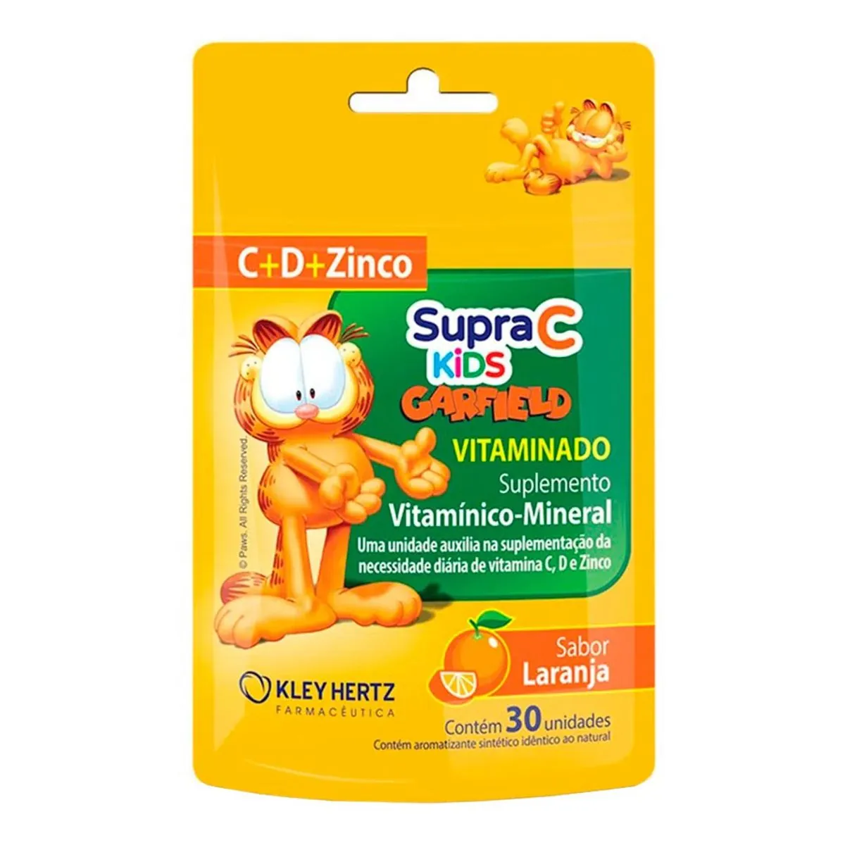 Kids Garfield Vitaminado Sabor L Aranja 30 Unidades Supra C